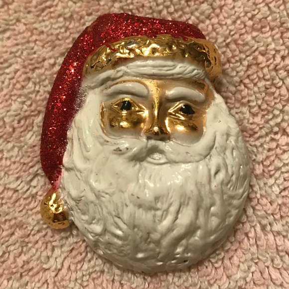 CHRISTMAS VTG Santa Claus Glittery Pin - Picture 1 of 2